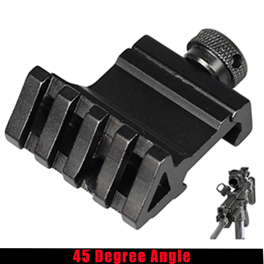 

45 Degree Angle Tactical Scope Mount Aluminum Offset 4 Slot Side Rail RTS Sight Rail Airsoft 45mm Picatinny Laser Adapter