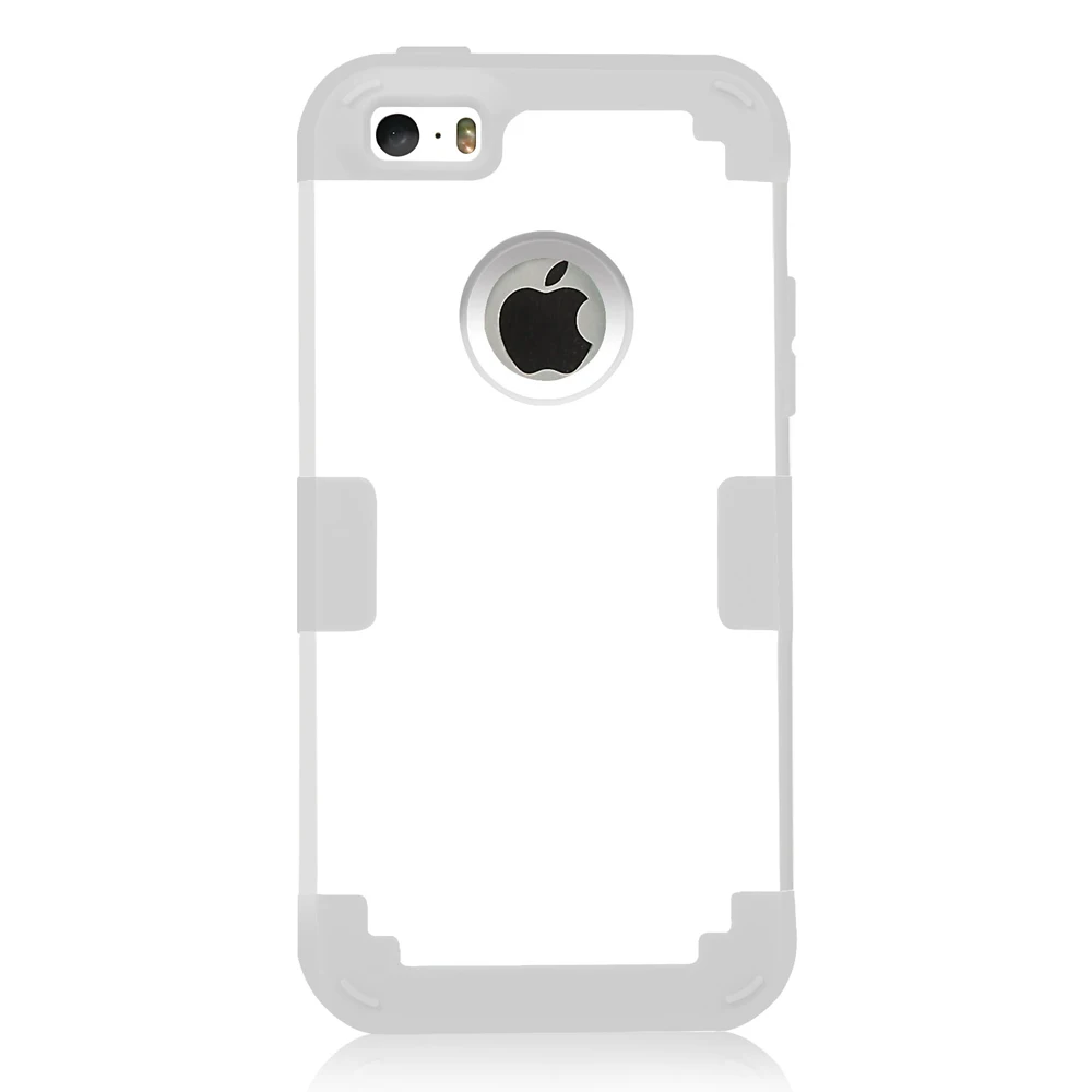 White and Grey Чехол для iPhone 5S, противоударный защитный чехол, гибридный жесткий резиновый защитный чехол для телефона s для iPhone, прошитая/экранная пленка - Цвет: White and Grey