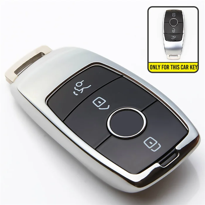 Silver only case KUKAKEY ТПУ чехол для ключей автомобиля для Mercedes Benz C Class W205 C200 C180 C260 C300 E Class W213 E200 E300 E320 дистанционный держатель - Название цвета: Silver only case