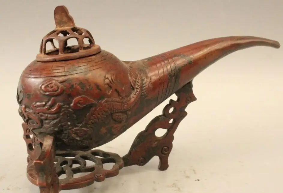 5 &quotотмечен Китай Китайский Бронзовый табак труба Дракон благовония горелка