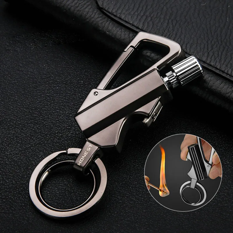 Креативная Зажигалка брелок Мужская керосиновая зажигалка пламя из нержавеющей