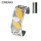 Эмалированные браслеты и обручи Cremo, серебряные браслеты из нержавеющей стали, Женский Реверсивный Кожаный браслет с листьями, ювелирные изделия