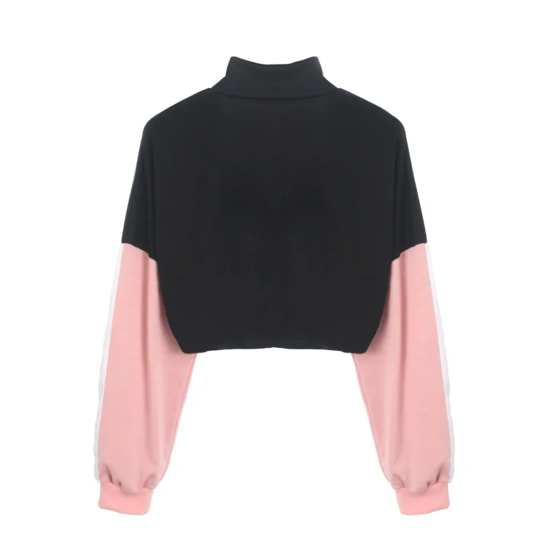 Осенние повседневные женские пуловеры со стойкой и рукавом на молнии | Женская