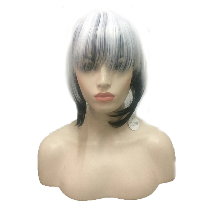 HAIRJOY Женские синтетические волосы черный белый двойной цвет короткий прямой парик в стиле БОБО