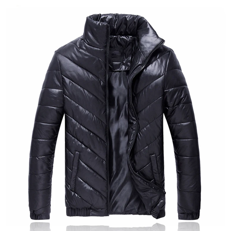 CovrlgeBrand Men Parka Cotton Padded Winter Jacket Coat mens warm jacket Solid color Stand Collar Zipper Thick Coat Men MWM073