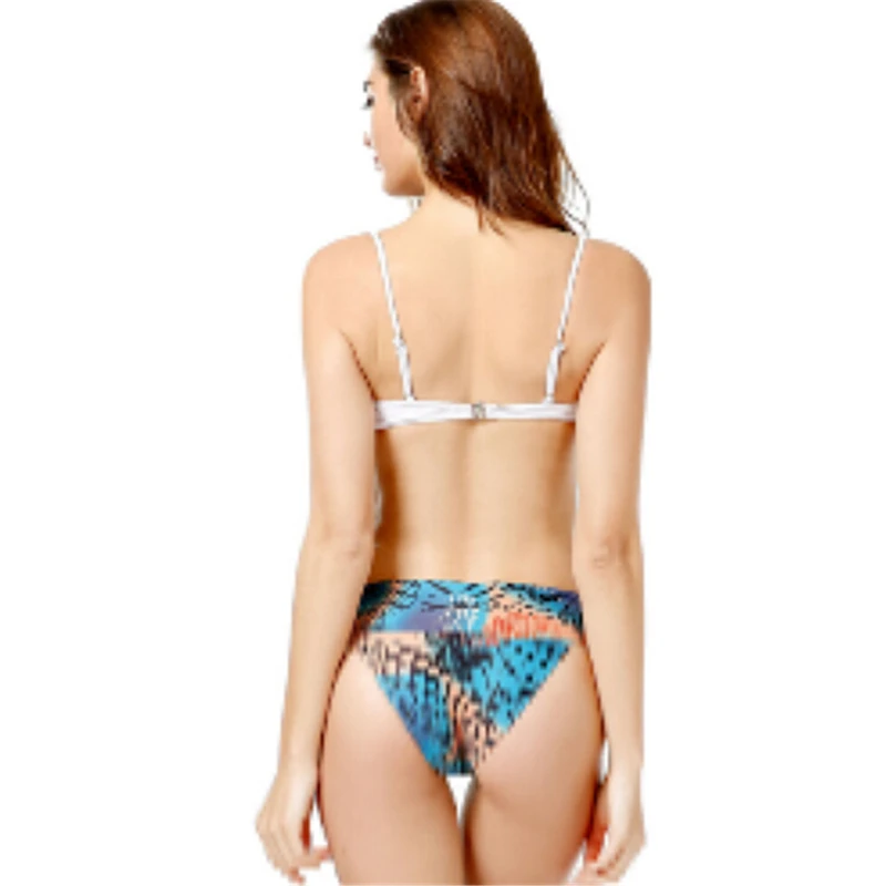Женский комплект бикини 2018 привлекательный белый купальник с принтом и