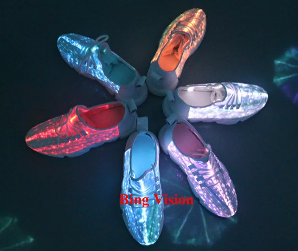 Профессиональная rgb волоконно-оптическая обувь, светящаяся обувь для танцев и бега для сценического освещения со светодиодной подсветкой