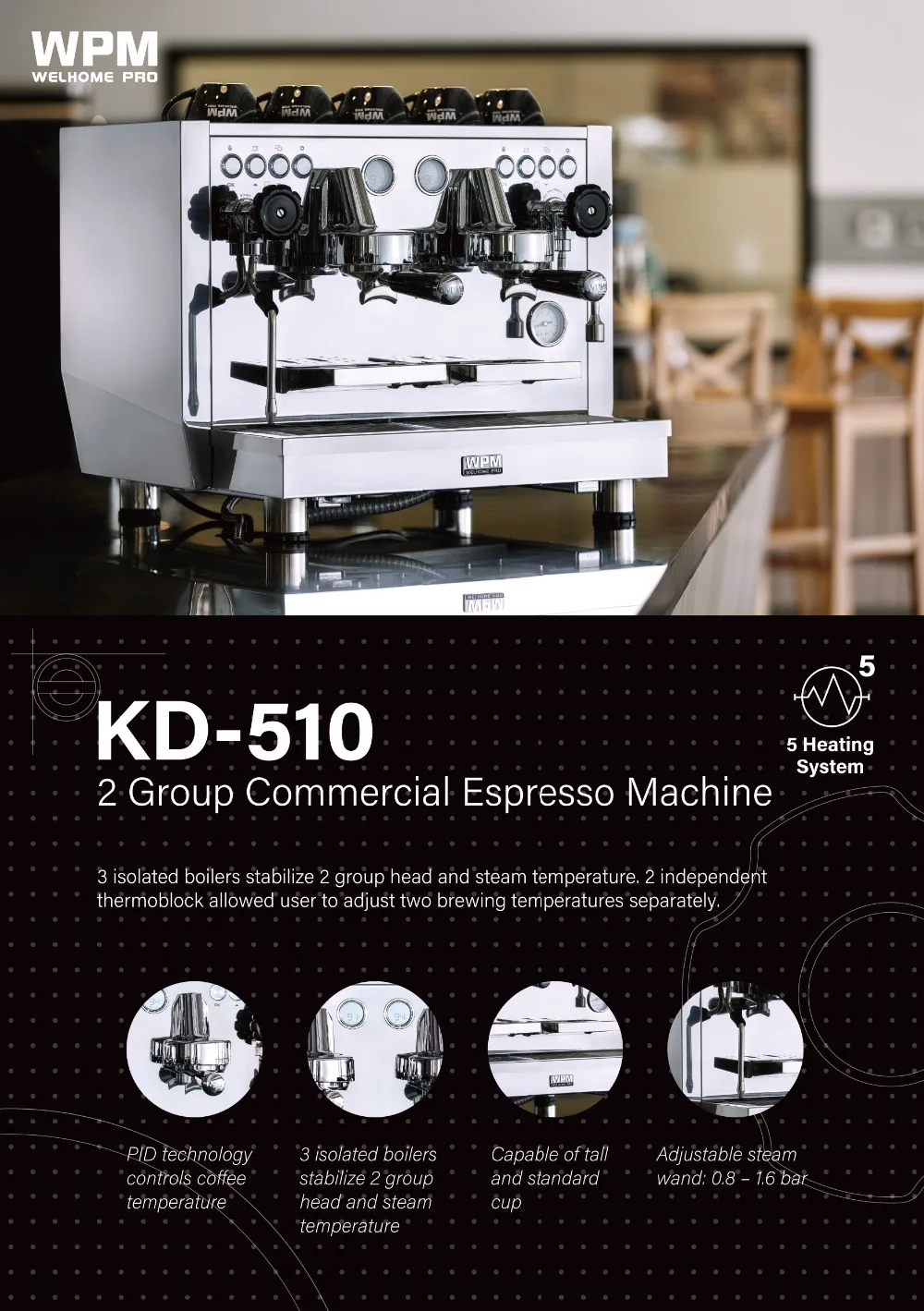 220-240 В welhome Коммерческая 2 группа кофемашина/Профессиональная Кофемашина 2 группы с высоким качеством и элегантным дизайном