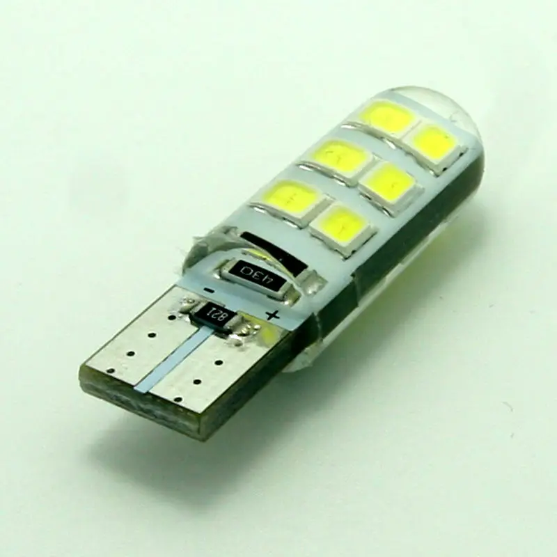 50 шт./лот T10 автомобиль 194 W5W светодиодные лампы 168 ошибок 5050 2835 12SMD силиконовый 6000K