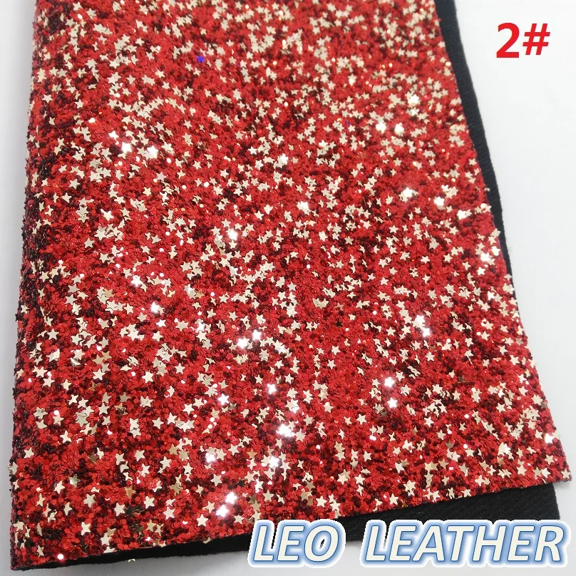 1PCS 21X29CM Synthetic Leather Chunky Glitter Fabric with stars For DIY Accessories 8S19A | Дом и сад