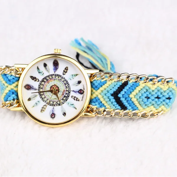 Часы Relojes GENEVA женские наручные часы ручной работы с плетеным браслетом кварцевые
