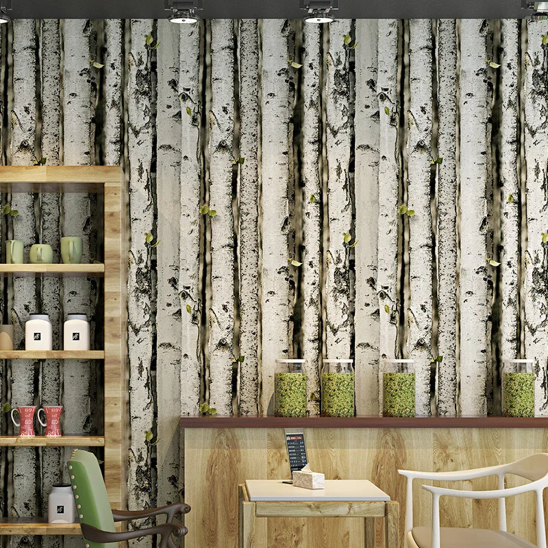 

beibehang Modern Chinese style wood tree pattern tea tree bark wallpaper retro wood birch forest wallpaper for walls 3 d