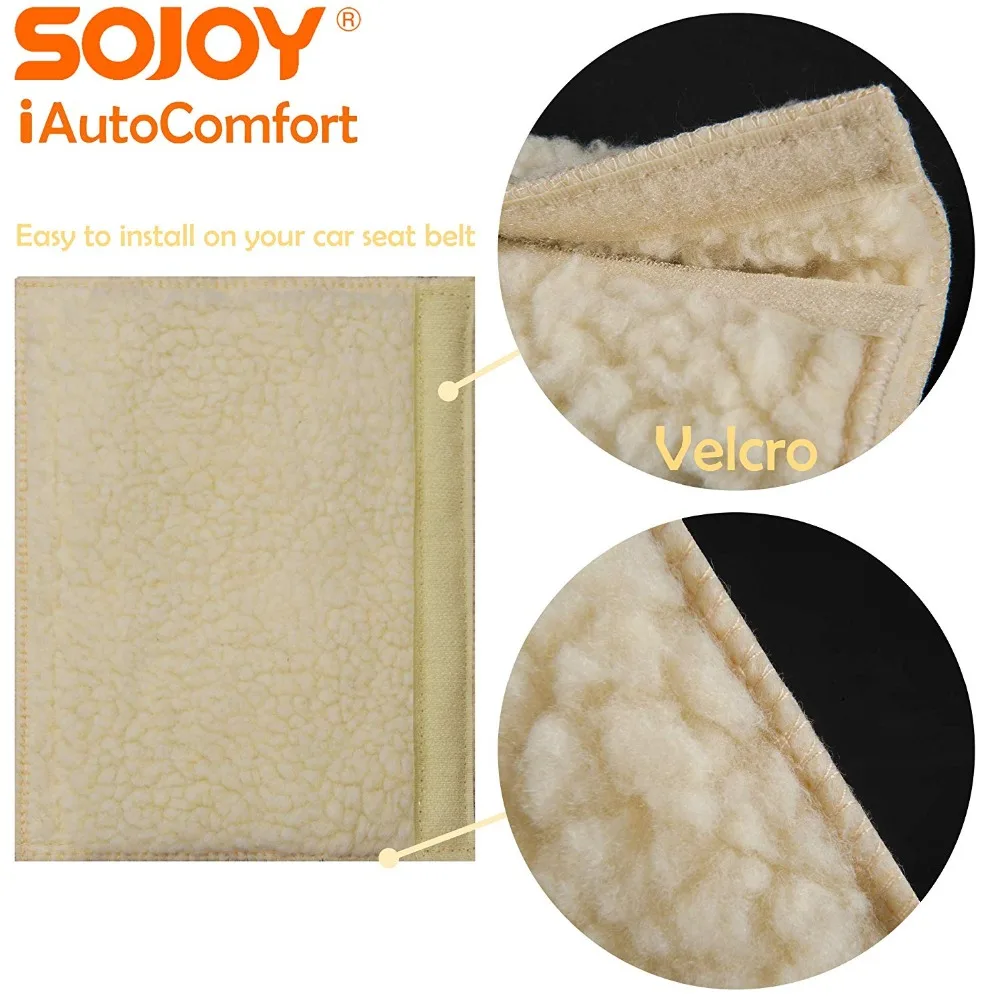 Sojoy 1 пара наплечных подушек для ремня безопасности из искусственной овчины(бежевый и кремовый