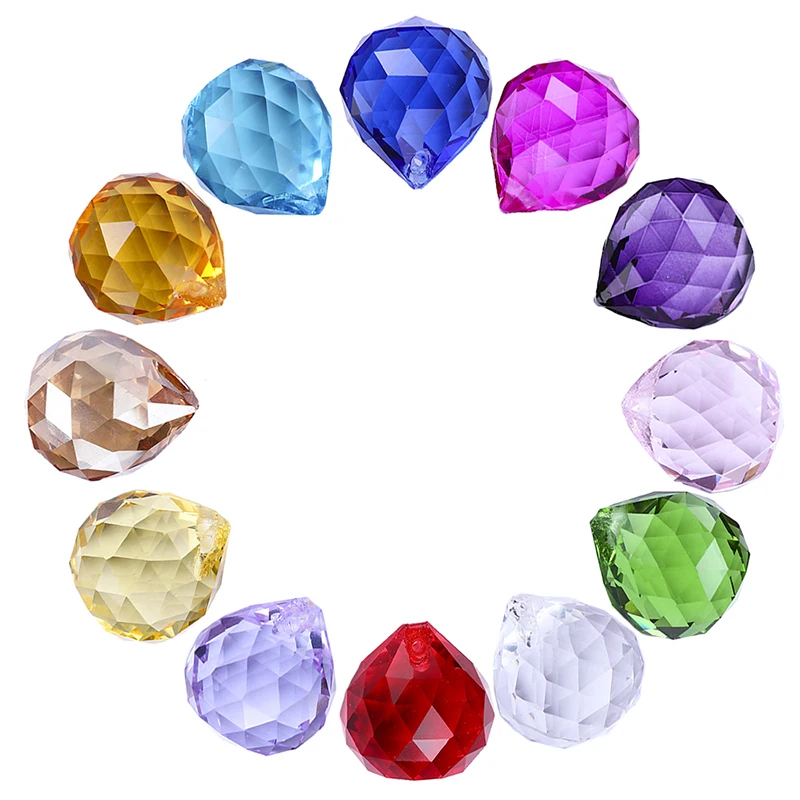 

H&D 12pcs 20mm Colorful Crystal Ball Prism Suncatcher Rainbow Pendants Maker, Hanging Crystals Prisms for Windows, for Feng Shui