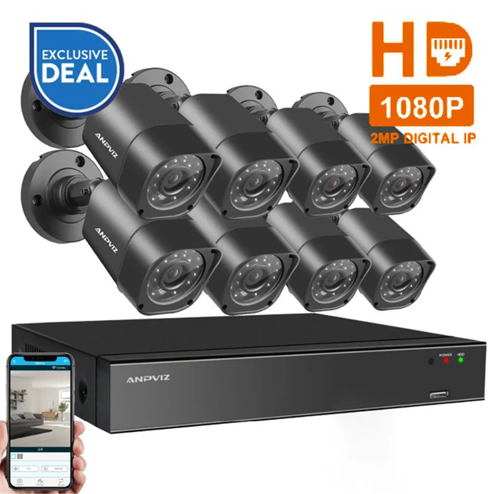 8CH 1080 P HDMI POE NVR комплект камер видеонаблюдения Системы 2MP ip камера с поддержкой Wi