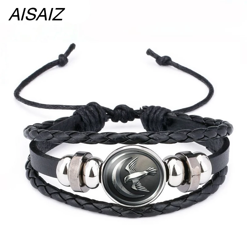 Кожаные браслеты с кабошонами из стекла в стиле Игры престолов Stark Wolf