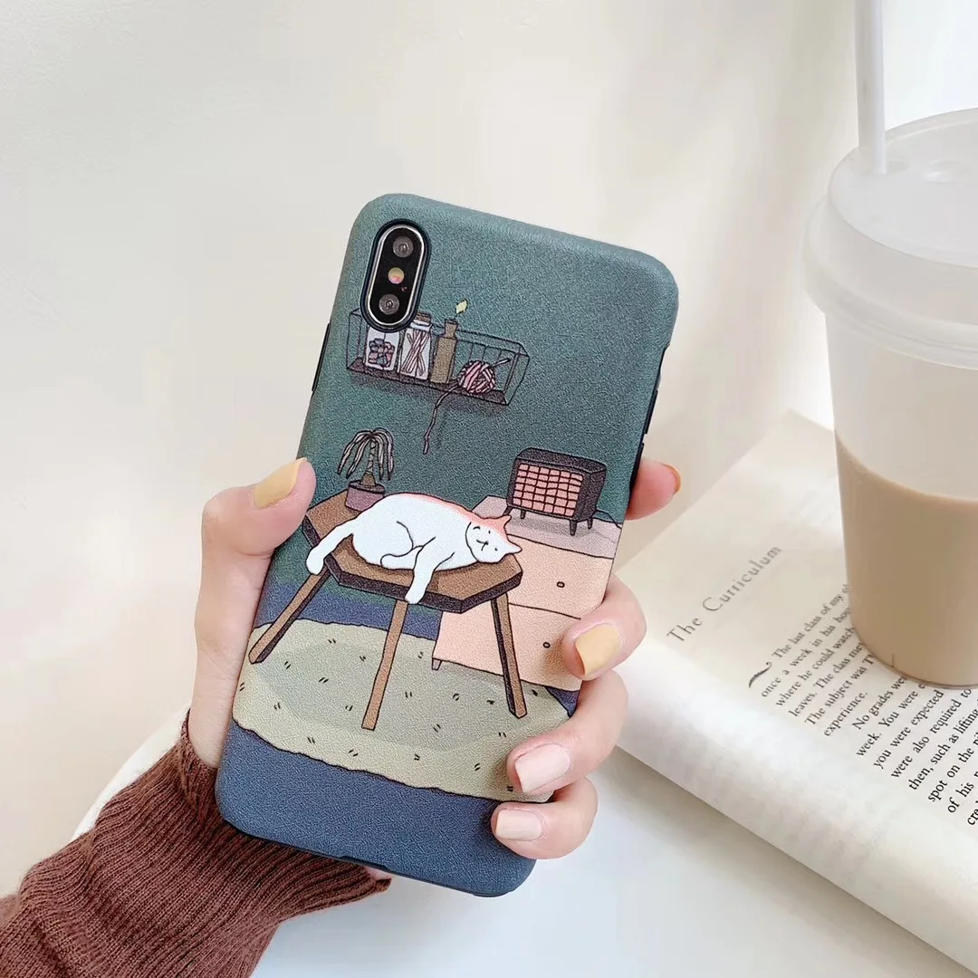 Корейский рельефный чехол для телефона Lazy Cat для iPhone XS MAX XR Coque Мягкая силиконовая задняя накладка из ТПУ чехол для iPhone X 8 7 6S 6 Plus чехол Capa