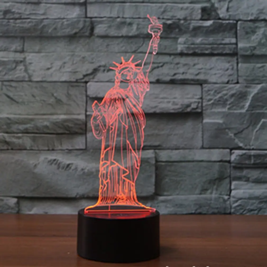 Статуя Свободы 3D светодио дный огни красочные светодиодные постепенное