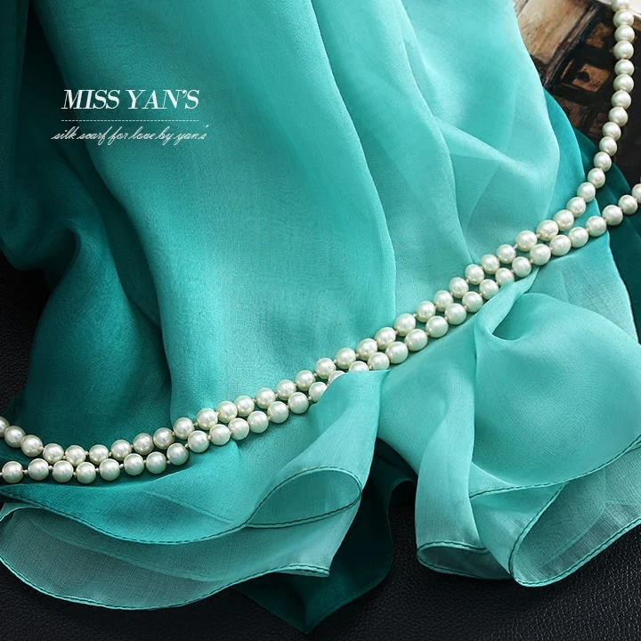 Женский шарф из натурального шелка модные классические шарфы с зеленым