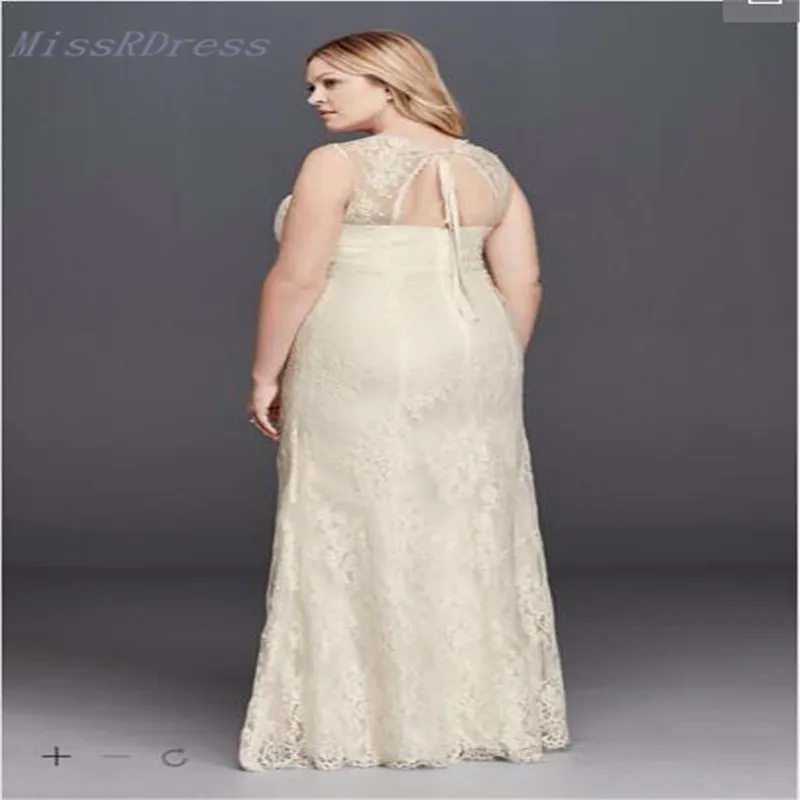 2017 V-Образным Вырезом Плюс Размер Кружева Свадебное Платье Оболочка с Империей