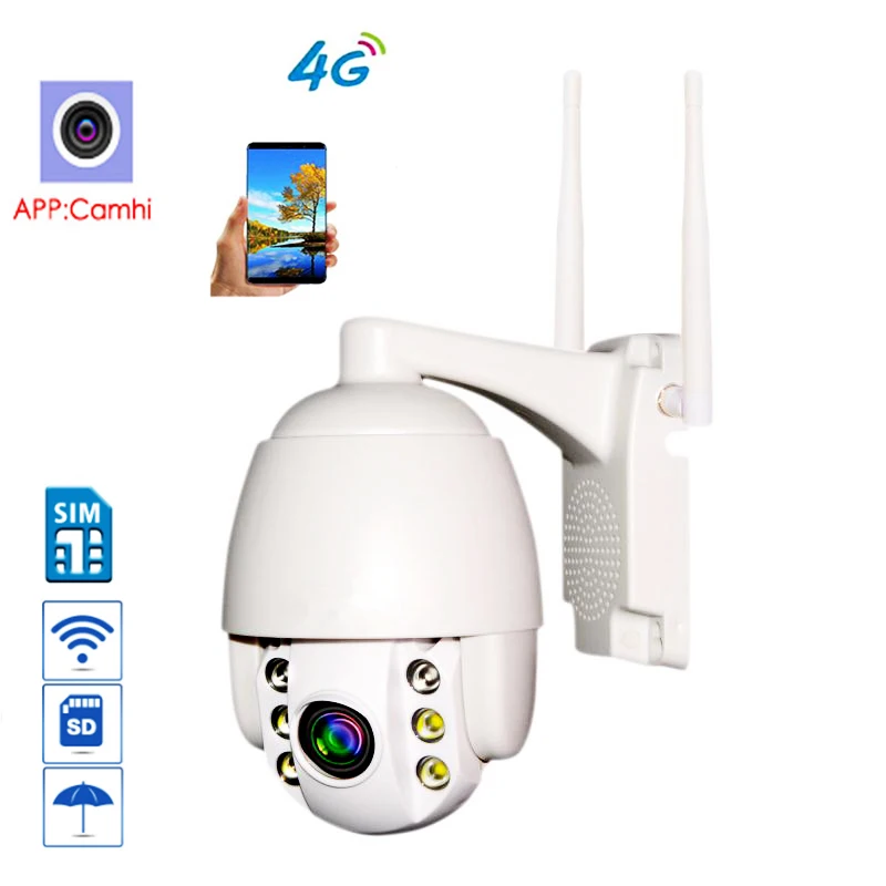 2MP sim карта 3g 4G Беспроводная мини PTZ купольная камера 1080P наружная