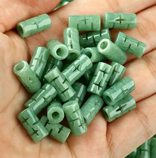 20 шт оптом Китайский Натуральный Аква зеленый нефрит жадеит полые пробки