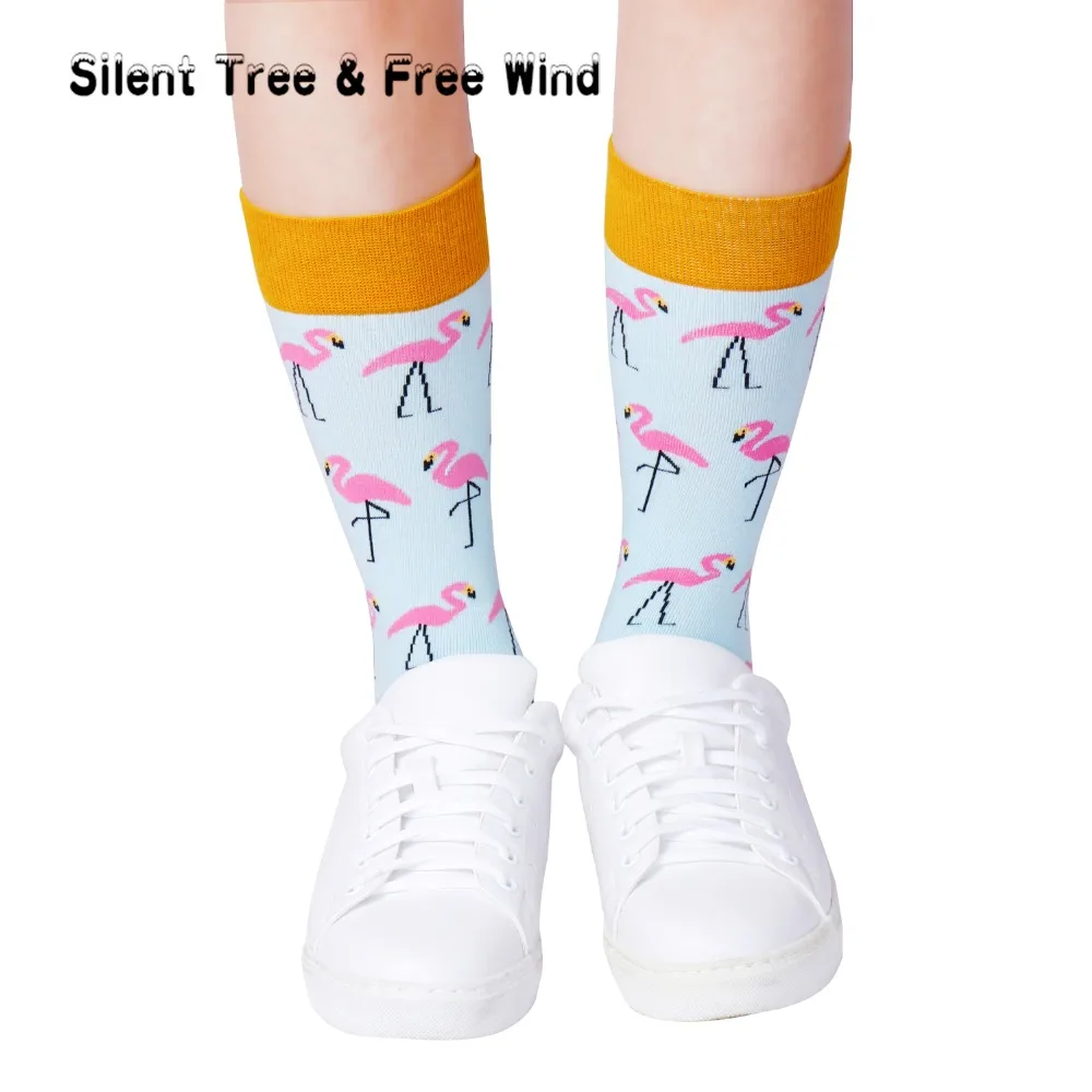 Забавные H хлопок Мужские носки хип-хоп мужские Фламинго пальмовых листьев