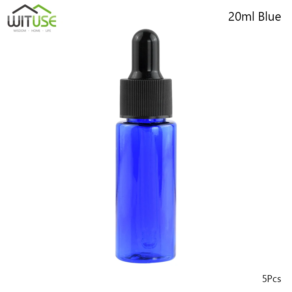 100ml Blue 5 шт./лот 10 мл 15 мл 20 мл пустые пластиковые бутылки стеклянные капельницы масла флакон для эфирных масел многоразового Пипетка для жидкости бутылки оптом - Цвет: 100ml Blue