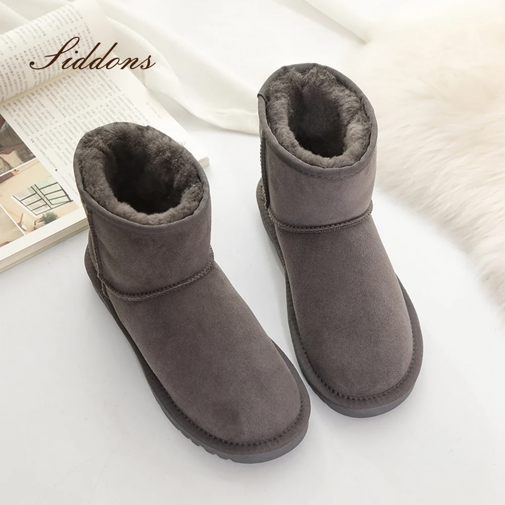 SID0008 Australian FUR WOOL snow boots women's low tube short winter warm cotton anti slip beef tendon bottom | Обувь