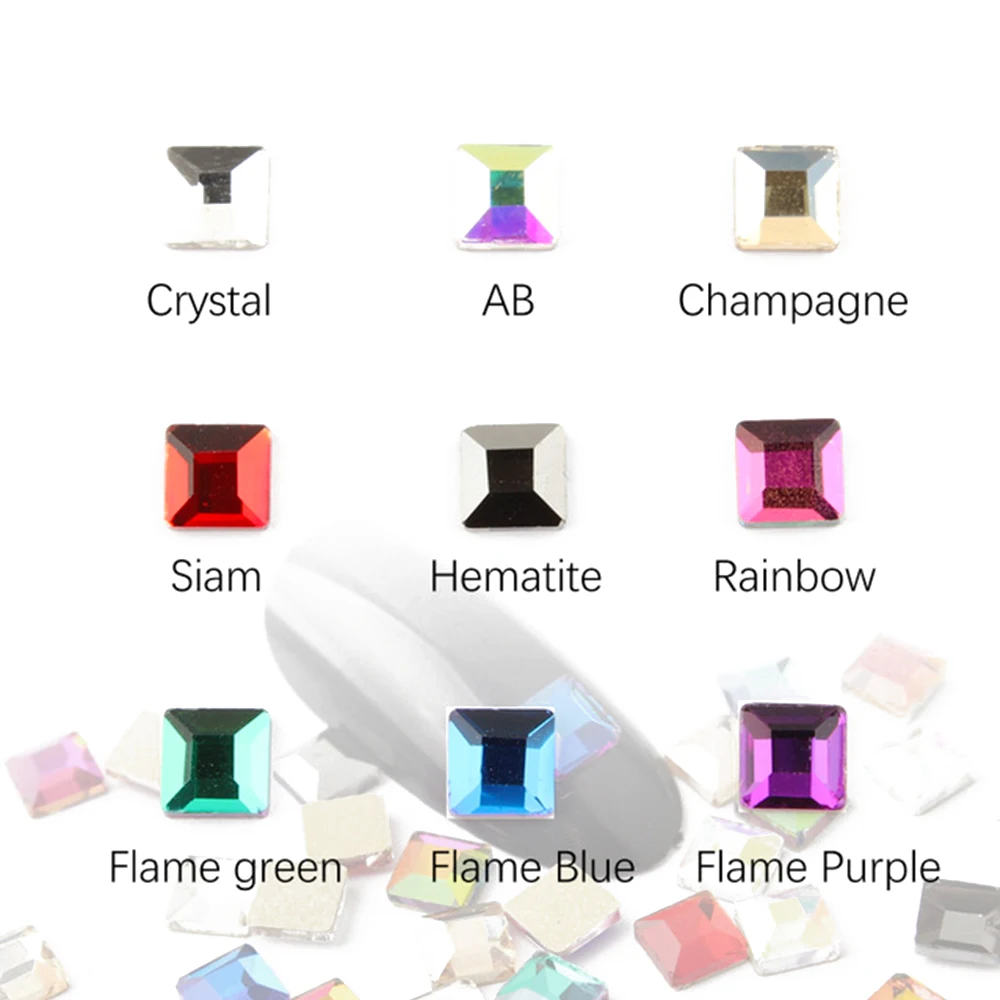 Квадратные 3D Стразы 4x4 мм для дизайна ногтей драгоценные камни с плоским