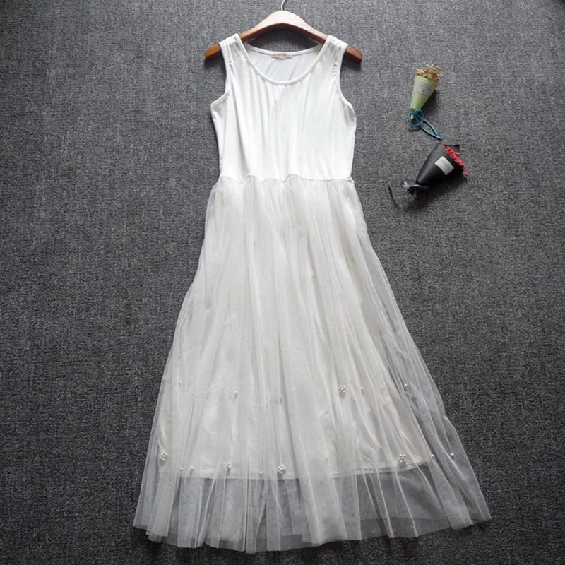 

Летнее кружевное платье с вышивкой и бисером, женское Повседневное платье без рукавов, однотонное платье на бретелях со шнуровкой, женское ...