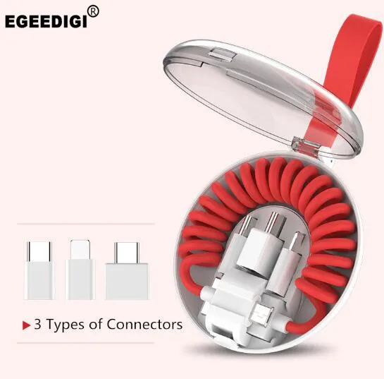 EEGEDIGI выдвижной 3в1 Usb кабель Быстрая зарядка 8pin Тип C кабель зарядного устройства микро-usb провод шнур для huawei Xiaomi для iPhone Xs