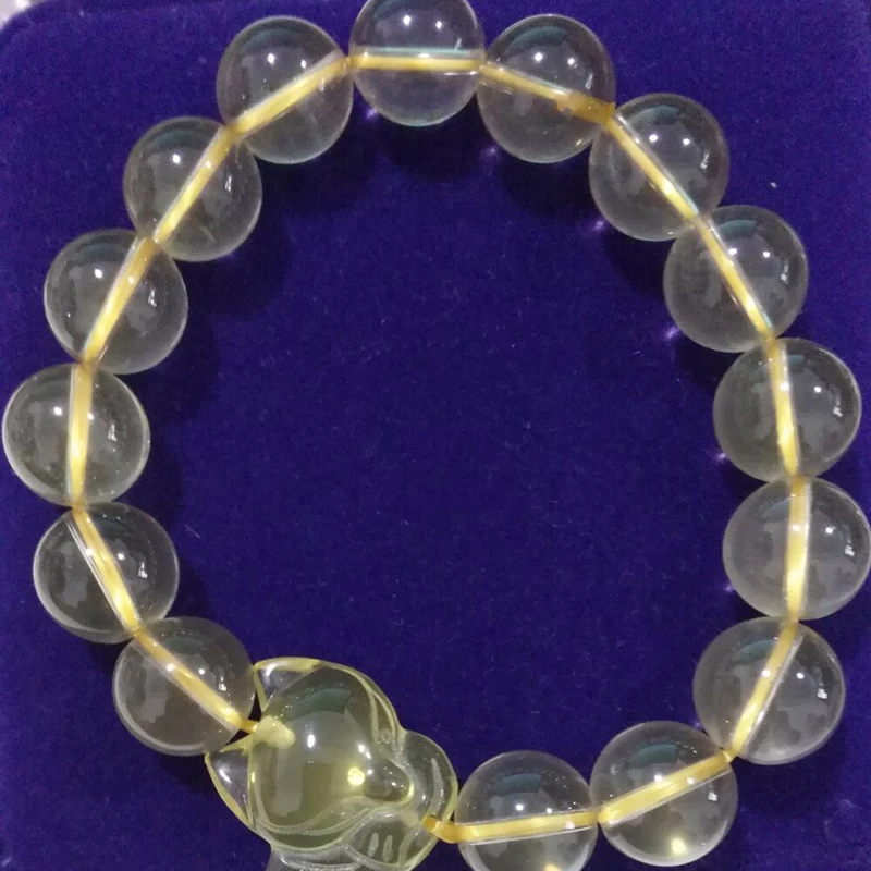 Браслет с натуральными кристаллами розового и желтого цвета 12 мм|crystal bracelet|natural