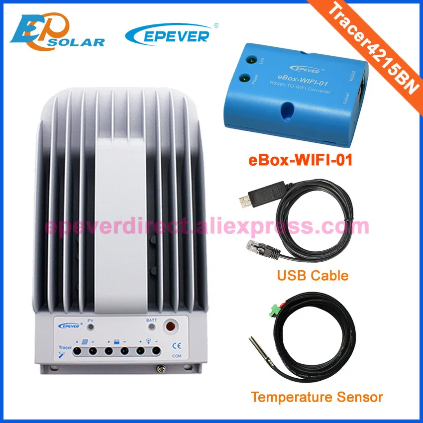 panel power charge controller Max Pv Input 150v mppt 40A Tracer4215BN+USB cable with the wifi function and temperature sensor |