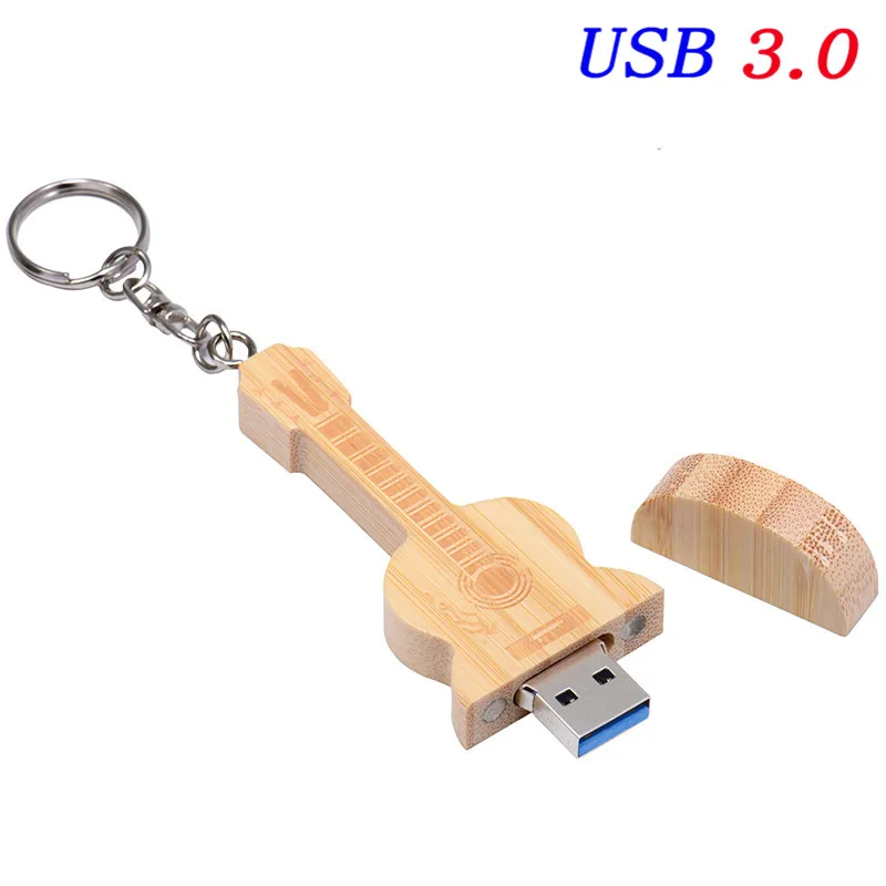 JASTER USB 3,0, креативная деревянная гитара и коробка, 4 ГБ, 8 ГБ, 16 ГБ, 32 ГБ, 64 ГБ, USB флеш-накопитель, карта памяти, логотип на заказ, креативные подарки - Цвет: bamboo