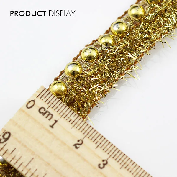 Вышитая бисером блестящая золотая фабричная кружевная лента ПРИШИТАЯ