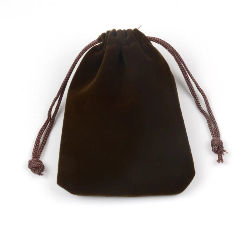

LANWAYLUCKY 7X9cm 50pcs/lot Brown Velvet Drawstring Pouch Jewelry Packaging Wedding Christmas Ring Necklace Febric Gift Bags