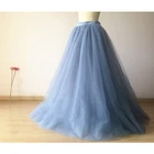 Пыльно-голубая Тюлевая юбка в пол, длинная юбка для взрослых женщин, винтажная юбка-пачка невесты для свадьбы, любого цвета