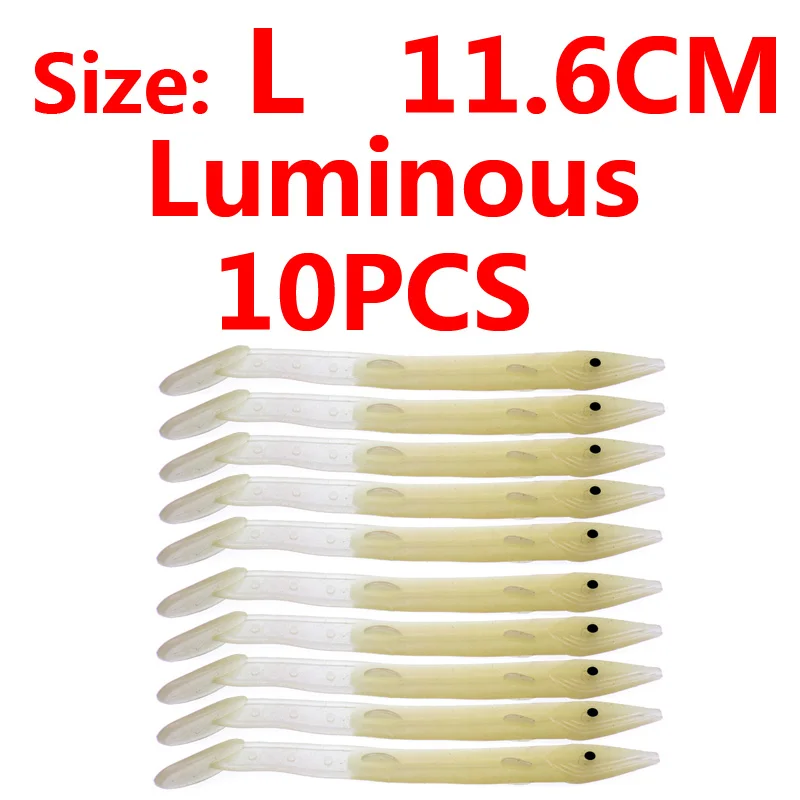 Lumo White L 10pcs 10 шт., приманка для рыбной ловли в соленой воде, приманка для рыбной ловли, Мягкая приманка для рыбной ловли, приманка для рыбной ловли, приманка для рыбной ловли Сабики, лумо, белый, розовый, зеленый, красный цвет - Цвет: Lumo White L 10pcs