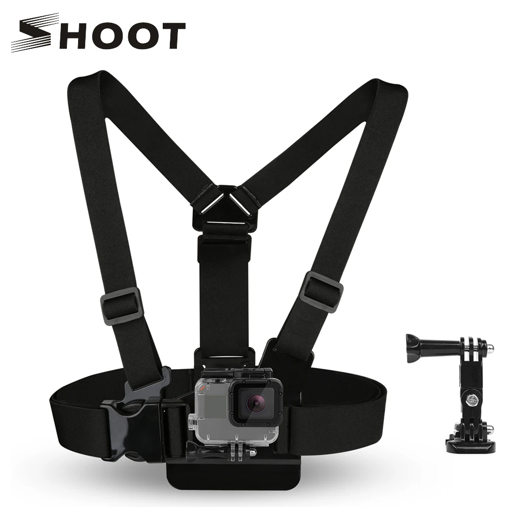 Нагрудный ремень SHOOT с 3 регулируемыми режимами для GoPro Hero 9 8 7 5 Black Sjcam Xiaomi Yi 4k Eken Go Pro