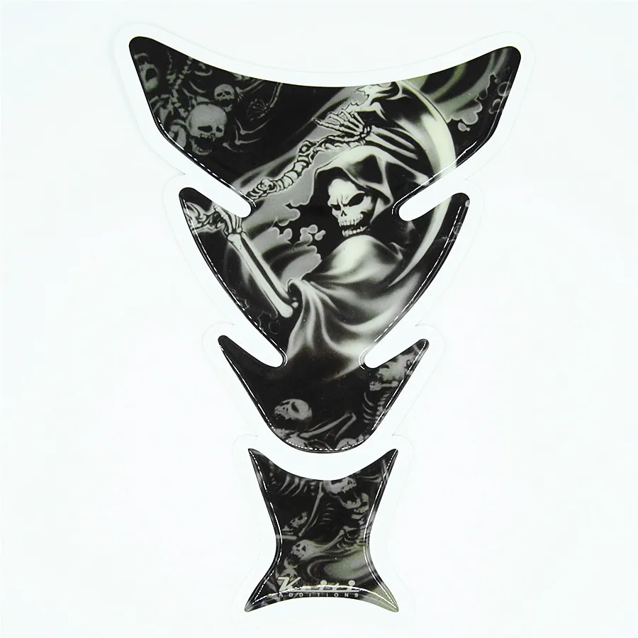 Обычной почтой Мотоцикл Череп Танк Pad Protector Стикеры углеродного волокна Decale для Hon