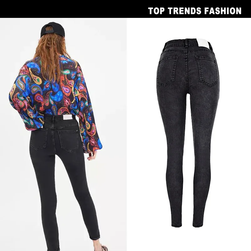 Women Black high waisted skinny Jeans Denim Pencil Pants calsas jeans femininas 2768 | Женская одежда