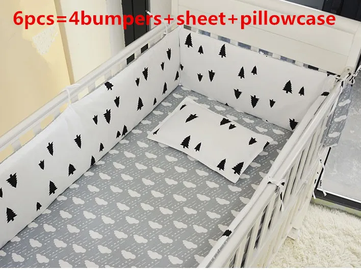 6/7pcs Cotton Crib Bedding Set Cot Baby Nursery Sets Newborn Bumpers tour de lit bébé 120*60/120*70cm | Мать и ребенок