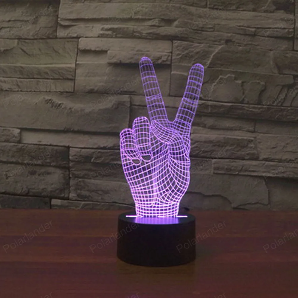 USB победы украшения дома 3D ночник красочные сенсорный светодиодные лампы 7 цветов