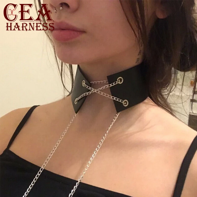 CEA. Жгут широкий портупея с чокером женское белье пояс с сексапильной металлической цепью шеи подвязки ремни Пром платье аксессуары подтяжки жгут