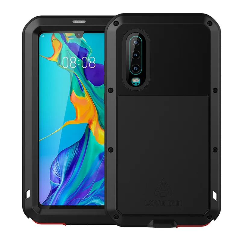 black Водонепроницаемый сверхпрочный защитный чехол для huawei P30 Pro противоударный металлический защитный чехол для huawei P30Pro чехол с - Цвет: black