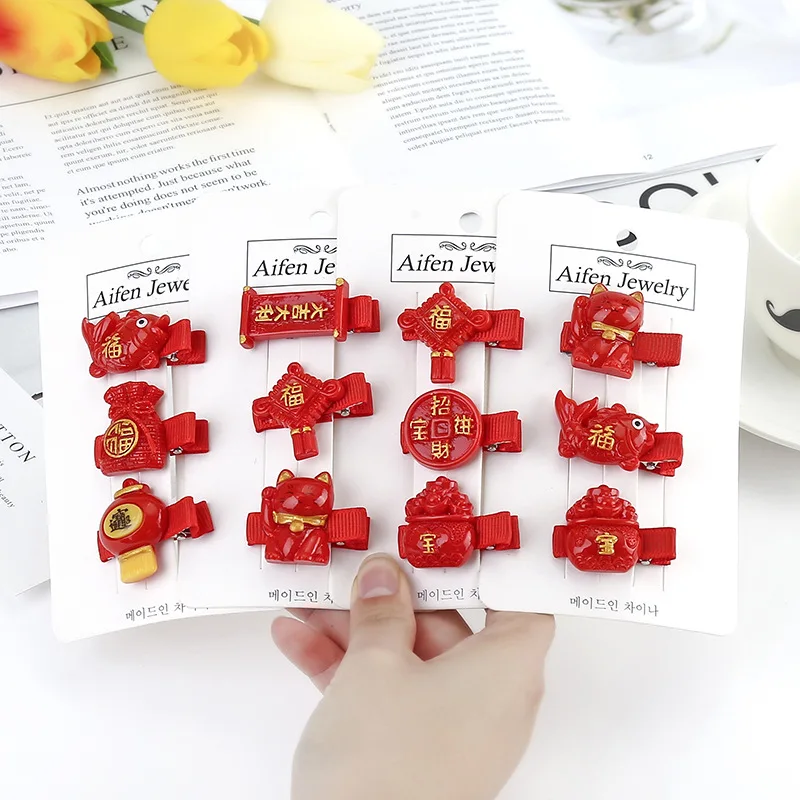 Заколки для волос в китайском стиле 3 шт. Детские аксессуары девочек безопасные