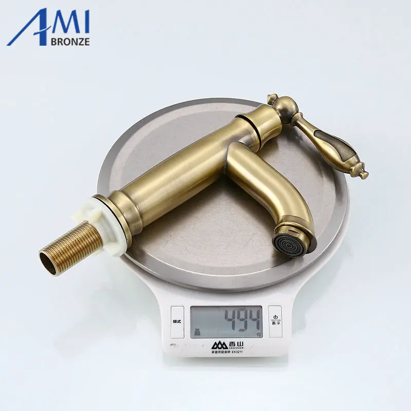 Amibronze одиночный холодный кран античная бронза управление ванная раковина смесители кухня латунный кран