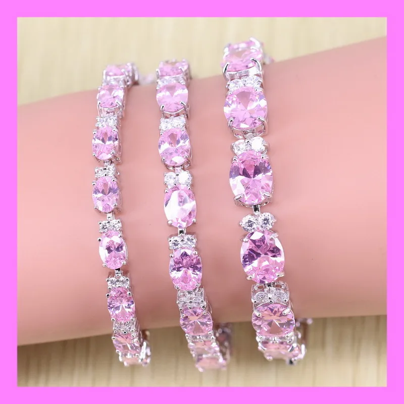 Reginababy Чудесный Розовый Циркон женский серебряный цвет браслет сказочный белый