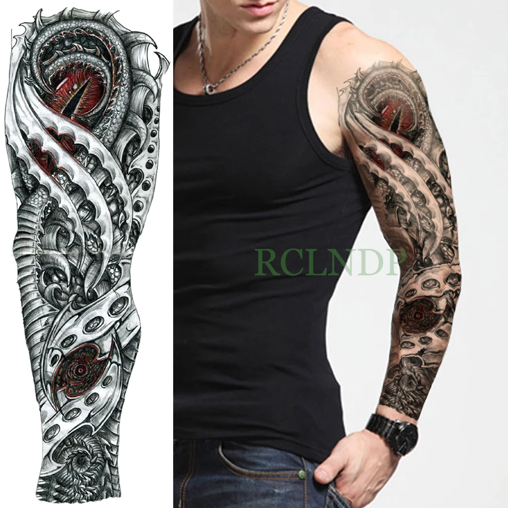 

Waterproof Temporary Tattoo Sticker Cool Mechanics full arm Alien fake tatto flash tatoo sleeve large size body art tato for men